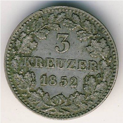 Бавария 3 крейцера 1852 год
