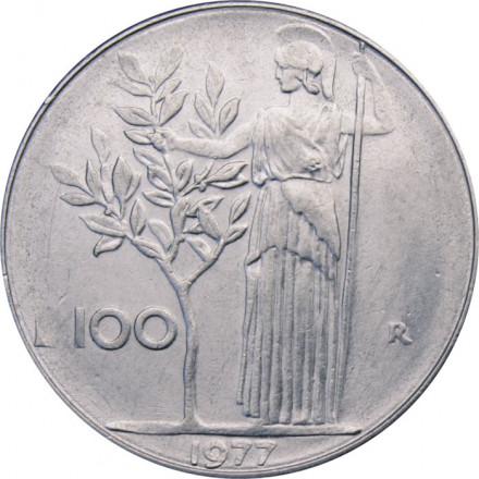 Италия 100 лир 1977 год - Минерва