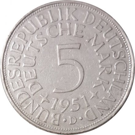ФРГ 5 марок 1951 - Орёл - D