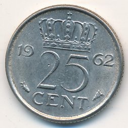 Нидерланды 25 центов 1962 год