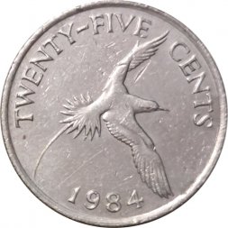 Бермудские острова 25 центов 1984 год