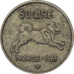 Норвегия 50 эре 1961 год