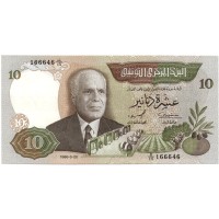 Тунис 10 динаров 1986 год - Хабиб Бургиба - UNC