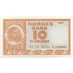 Норвегия 10 крон 1969 год - UNC