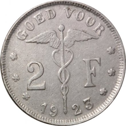 Бельгия 2 франка 1923 год BELGIE