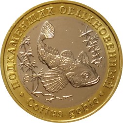Монетовидный жетон 5 червонцев 2020 года - Красная книга СССР.  Подкаменщик обыкновенный