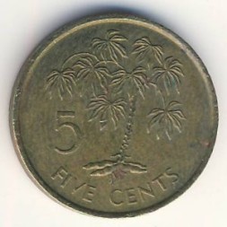 Монета Сейшелы 5 центов 1982 год
