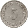 Германия 5 пфеннигов 1906 год (J)