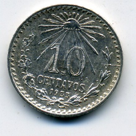 Мексика 10 сентаво 1933 год