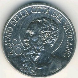 Ватикан 20 чентезимо 1939 год