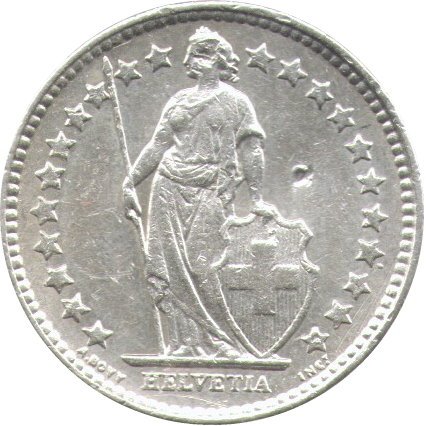 Швейцария 1/2 франка 1908 год