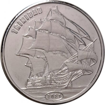 Жетон Остров Флорес 1 доллар 2021 г. Серия Парусники. Trinidad (Тринидад)
