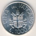 Ватикан 1000 лир 1983 год - Папа Иоанн Павел II (четырехугольный геральдический щит)