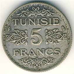 Тунис 5 франков 1936 год