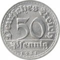 Веймарская республика 50 пфеннигов 1921 год (D)