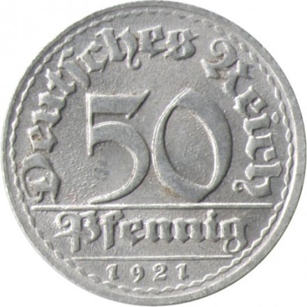 Веймарская республика 50 пфеннигов 1921 год (D)