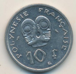 Монета Французская Полинезия 10 франков 1972 год