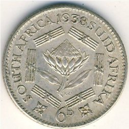 ЮАР 6 пенсов 1938 год
