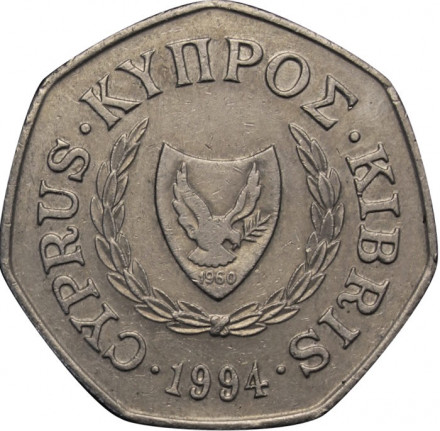 Кипр 50 центов 1994 год - Похищение Европы Зевсом