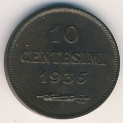 Сан-Марино 10 чентезимо 1935 год