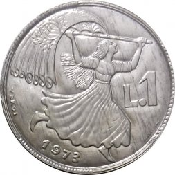 Сан-Марино 1 лира 1973 год - Девушка с флагом