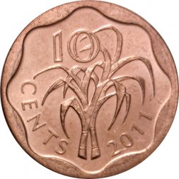 Свазиленд 10 центов 2011 год - Мсвати III