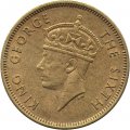 Гонконг 10 центов 1950 год (Рубчатый гурт с желобом внутри)