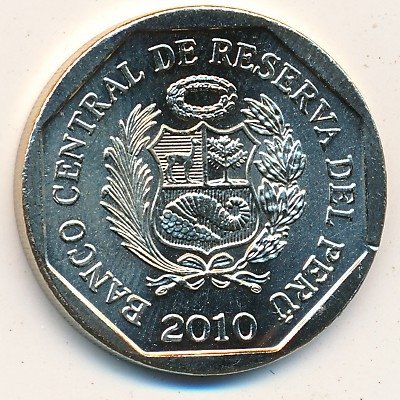 Перу 1 новый соль 2010 год - Золотой Туми