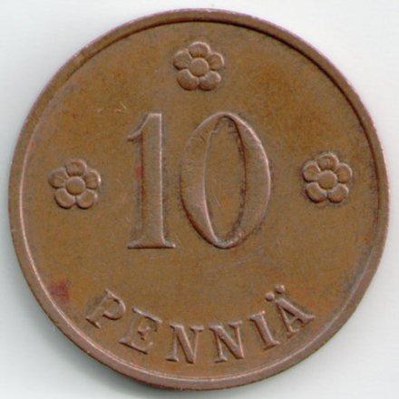 Финляндия 10 пенни 1938 год