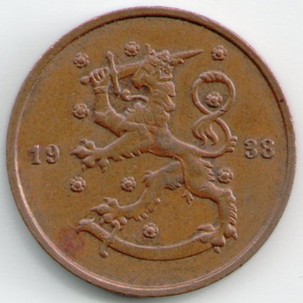 Финляндия 10 пенни 1938 год