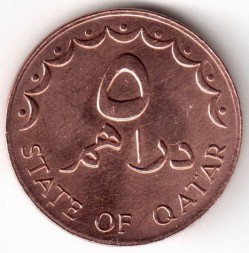 Монета Катар 5 дирхамов 1978 год