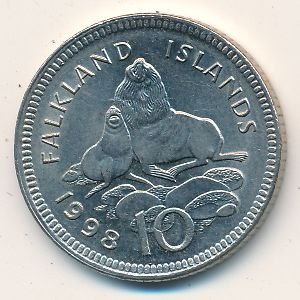 Фолклендские острова 10 пенсов 1998 год - Морские котики