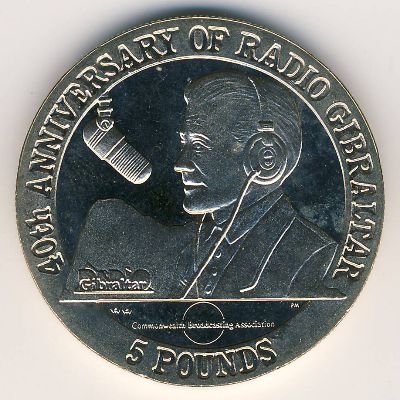 Гибралтар 5 фунтов 1998 год - 40 лет Радио Гибралтара