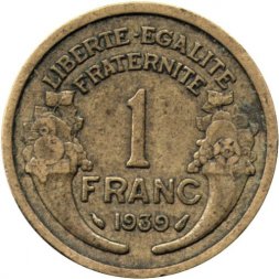 Франция 1 франк 1939 год
