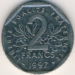 Франция 2 франка 1997 год
