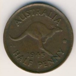 Австралия 1/2 пенни 1945 год
