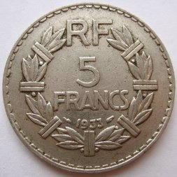 Франция 5 франков 1933 год (портрет влево)