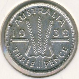 Австралия 3 пенса 1939 год