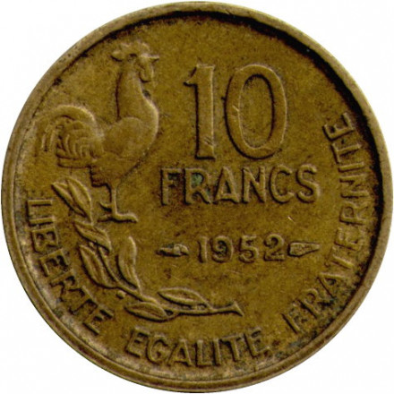 Франция 10 франков 1952 год (без отметки МД)