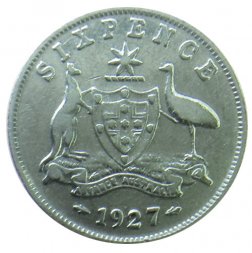Австралия 6 пенсов 1927 год - Король Георг V