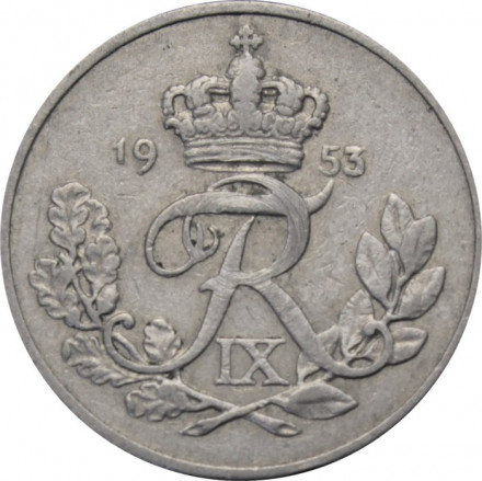 Дания 10 эре 1953 год - Король Фредерик IX