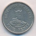 Джерси 5 пенсов 1990 год - Башня Сеймур в Гровилле