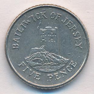 Джерси 5 пенсов 1990 год - Башня Сеймур в Гровилле