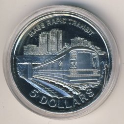 Сингапур 5 долларов 1989 год