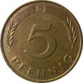 ФРГ 5 пфеннигов 1987 год - D
