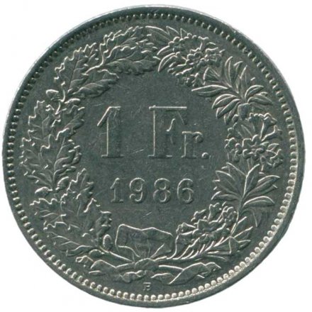 Швейцария 1 франк 1986 год