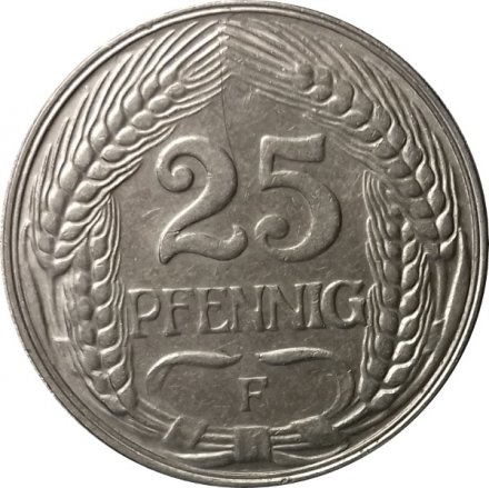 Германия 25 пфеннигов 1909 год (F)