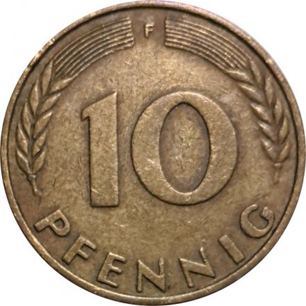 ФРГ 10 пфеннигов 1967 год - F
