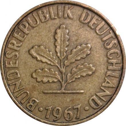 ФРГ 10 пфеннигов 1967 год - F