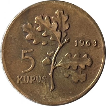 Турция 5 куруш 1963 год